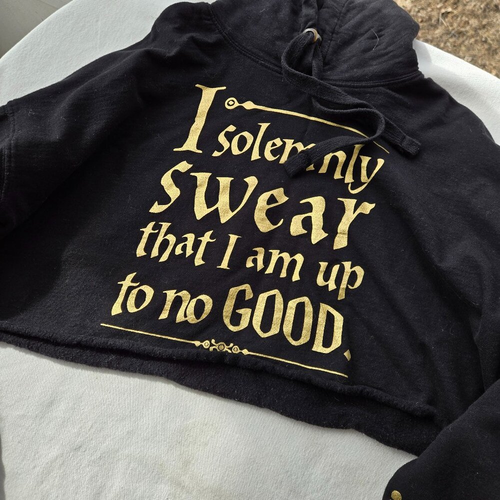Harry Potter "I solemnly swear that I am up to no good" crop hoodie size Large - Picture 2 of 6